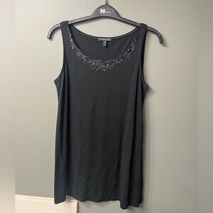 Eileen Fisher Stretch Silk Jersey Embellished Sequin Shell Tank Top Size PM